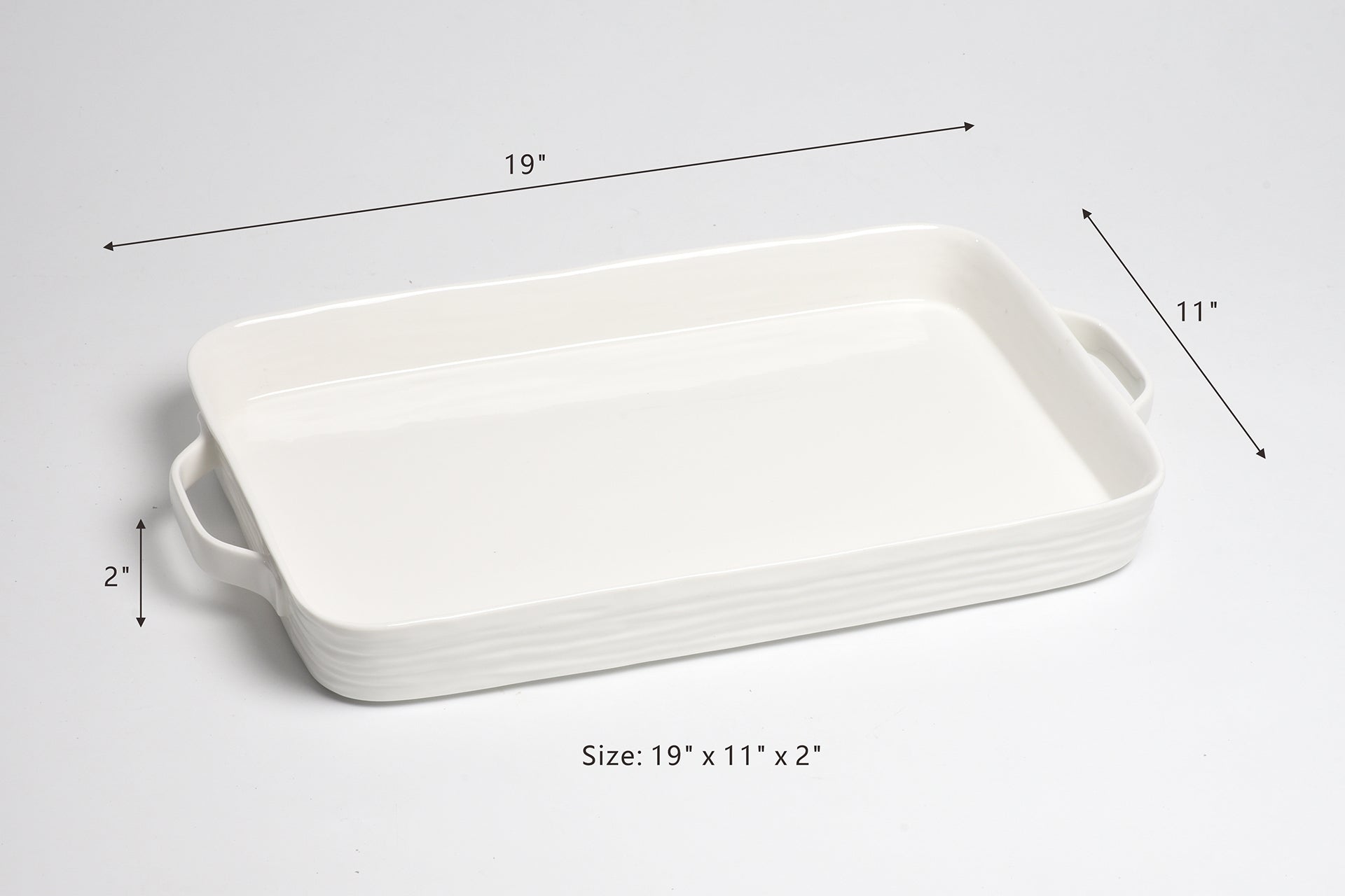 Le Blanc Rectangular Tray with Handles Pampa Bay