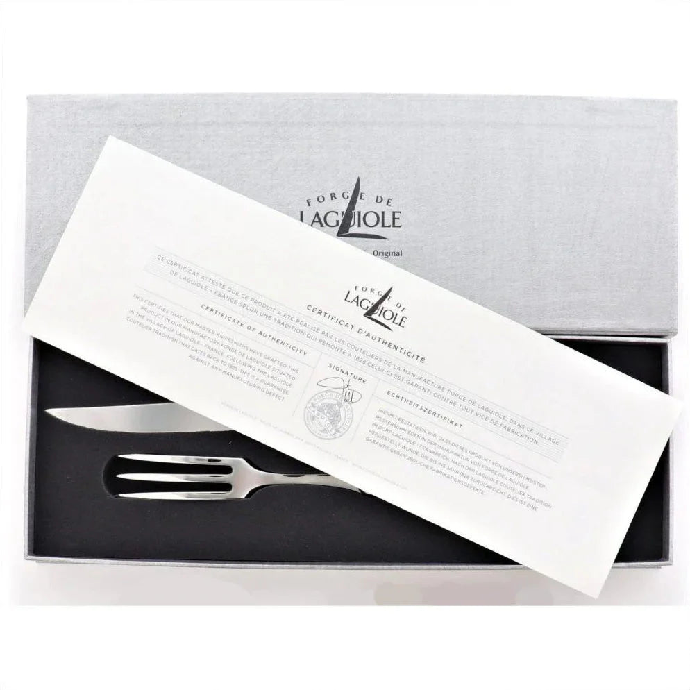 Laguiole Carving Set Olive Wood Handle Shiny Finish
