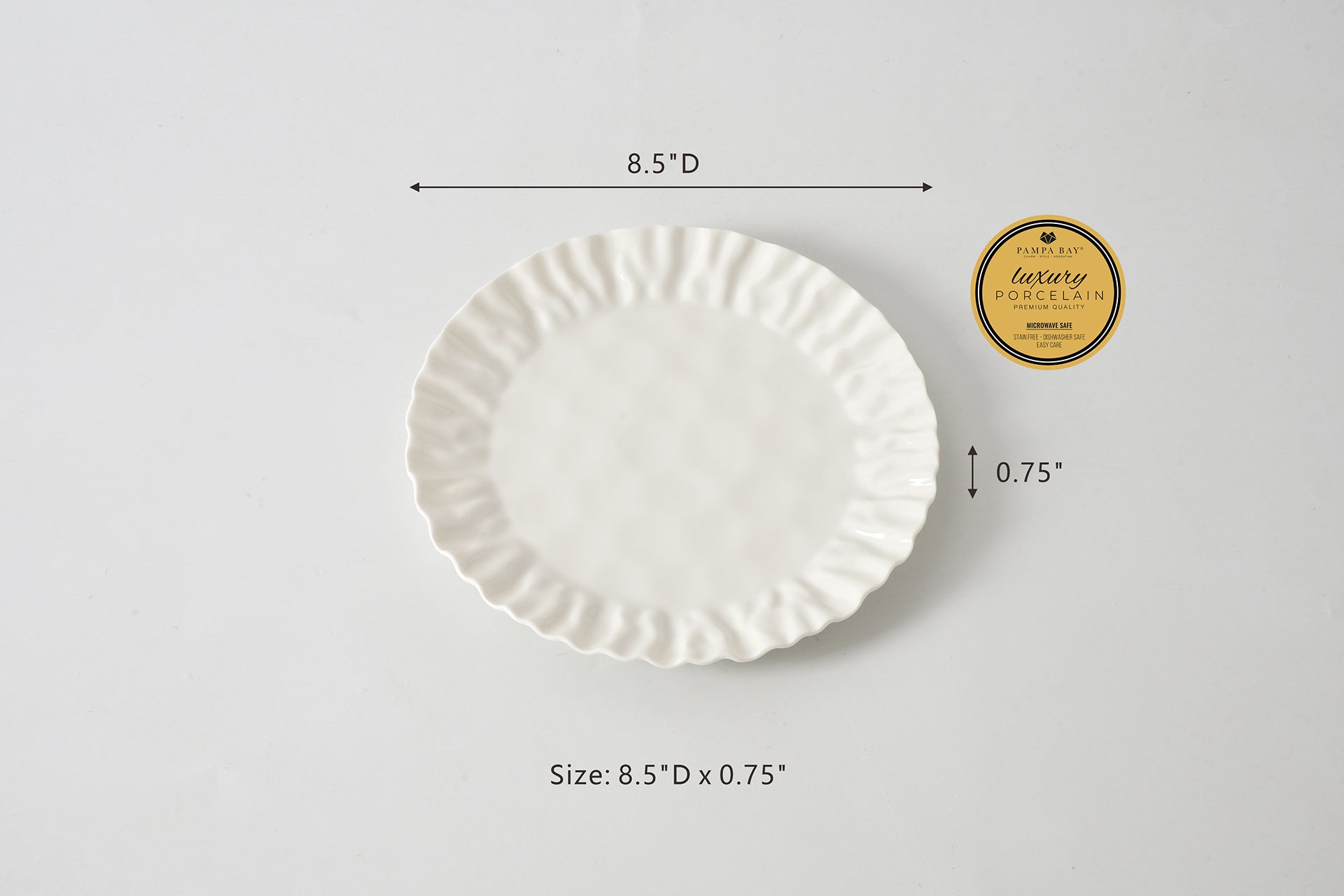 Mascali Bianca Round Salad Plate Pampa Bay