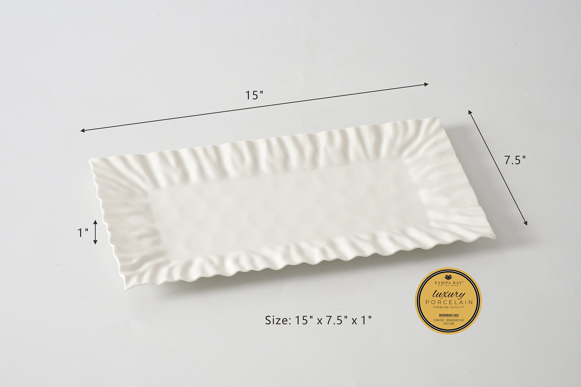 Mascali Bianca Rectangular Tray Pampa Bay