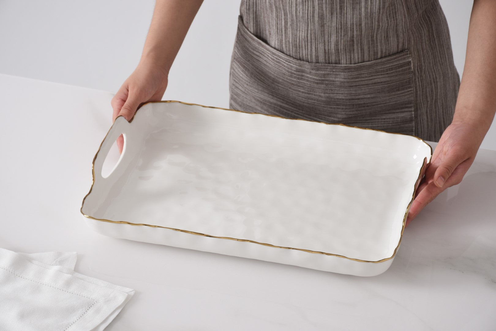 Portofino Rectangular Tray with Handles Pampa Bay