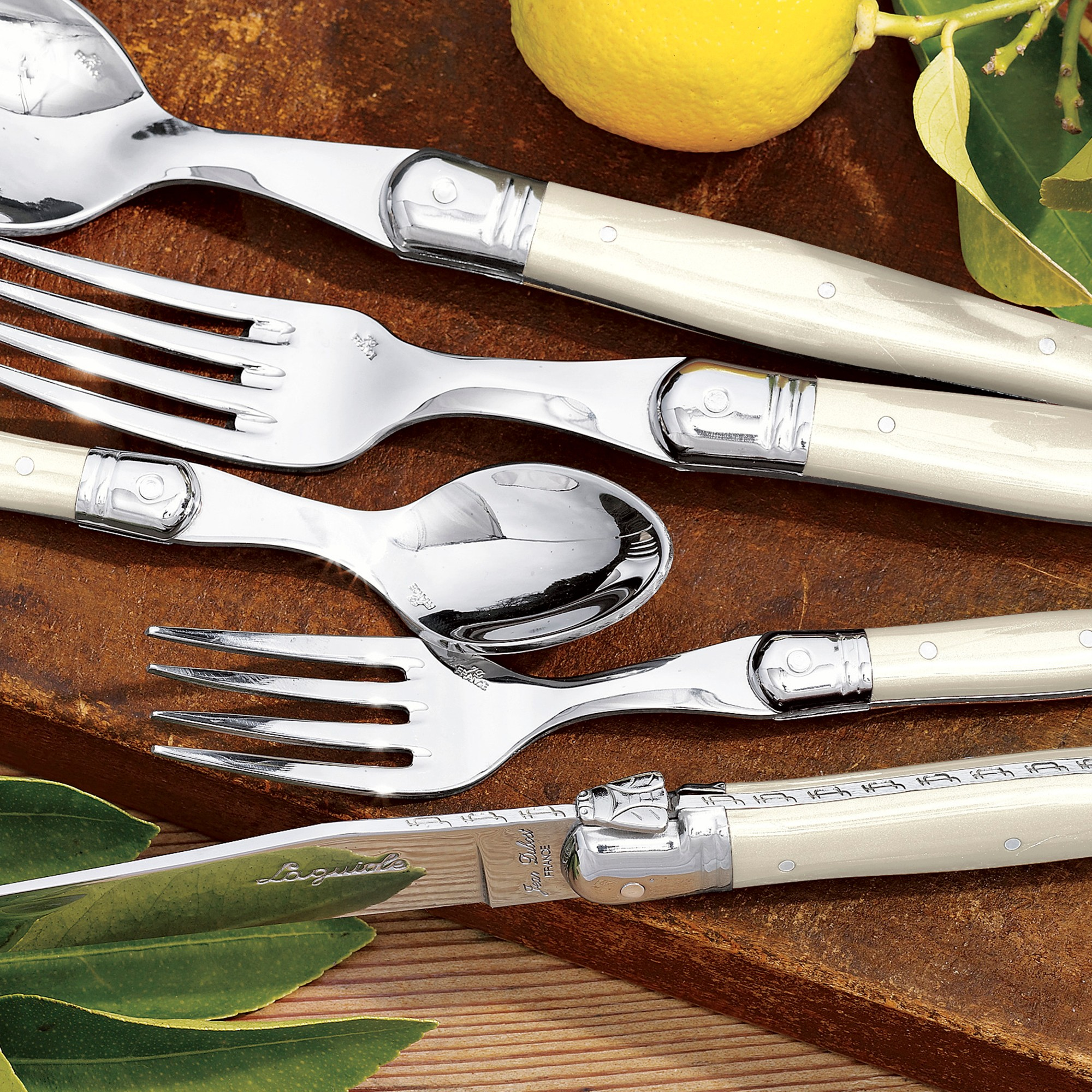 Jean Dubost 20 Pc Flatware Set with Ivory in a closed box- Certified Authentic The French Farm