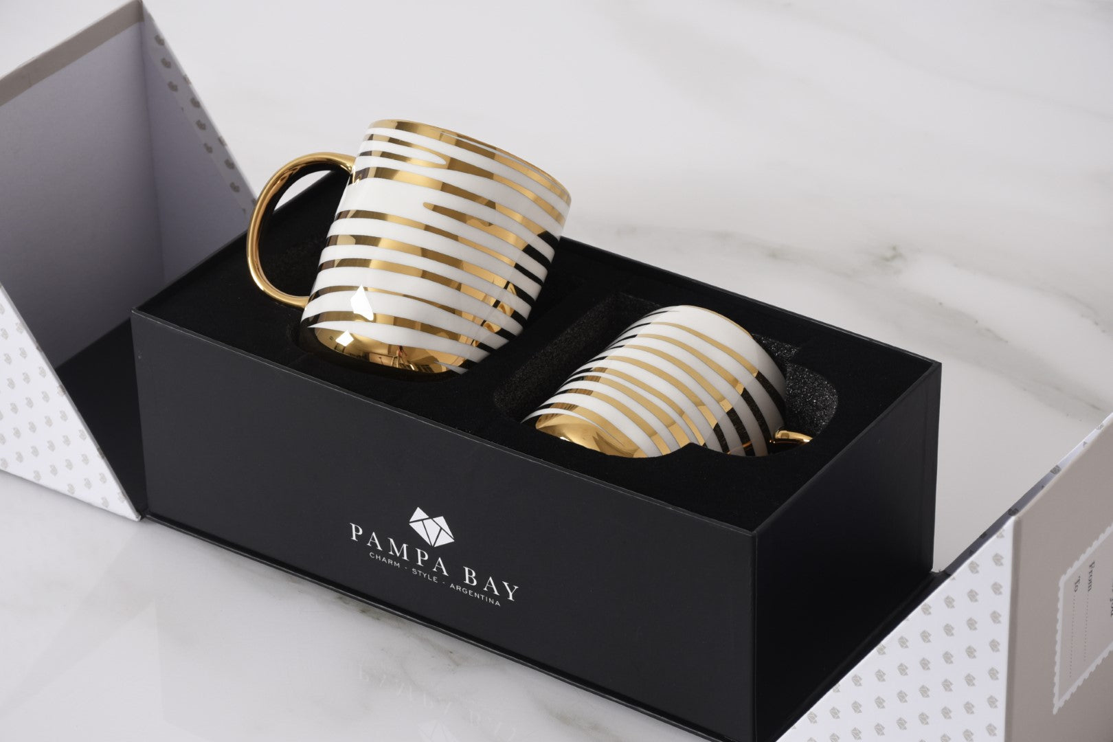 Set of 2 Striped Mugs Pampa Bay