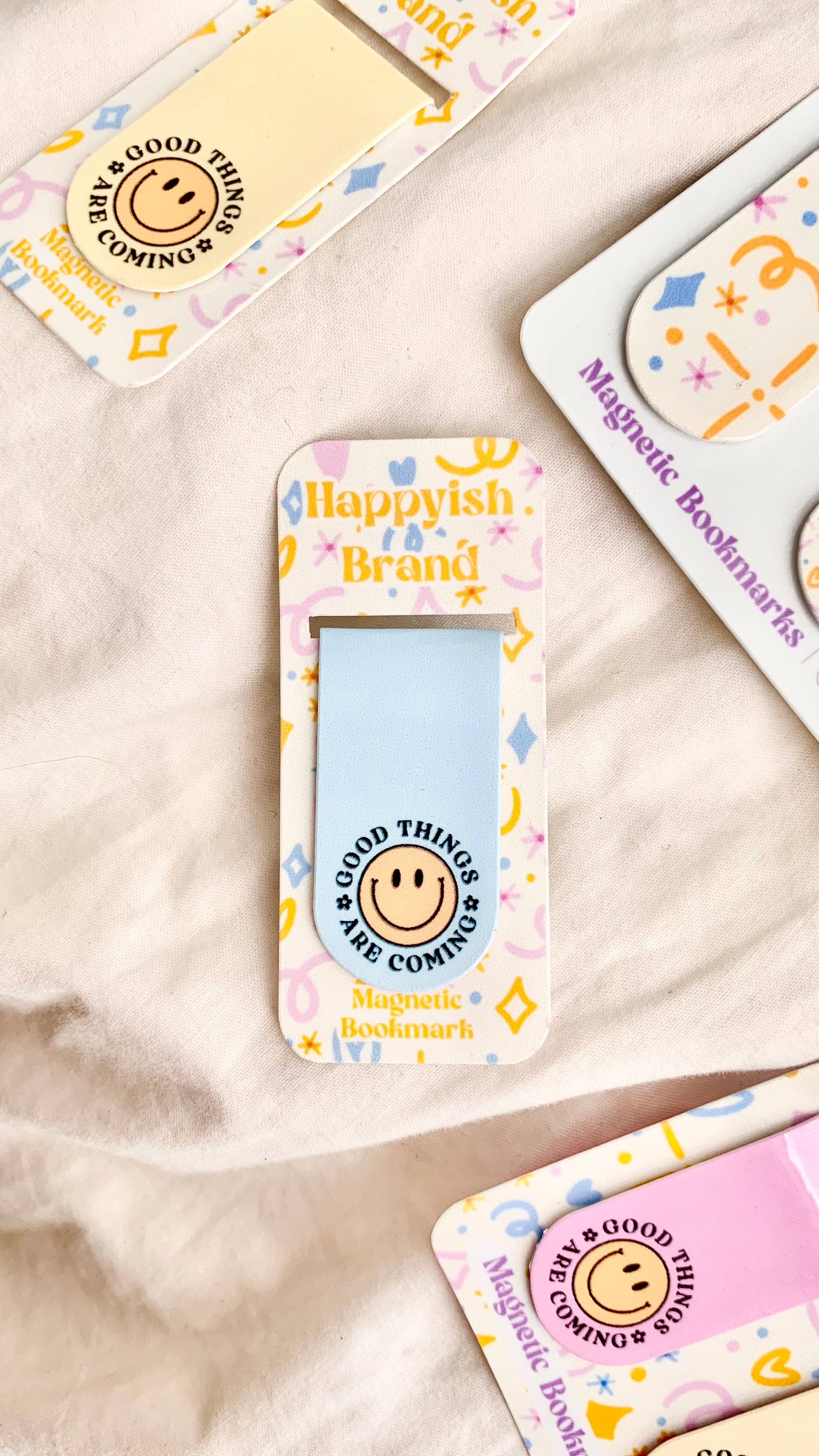 Smile Magnetic Bookmarks - Trendy Book & Planner Accessories: White Happyish Brand