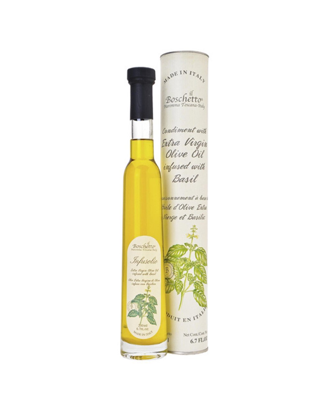 il Boschetto Infusolio extra virgin olive oil with basil The French Farm