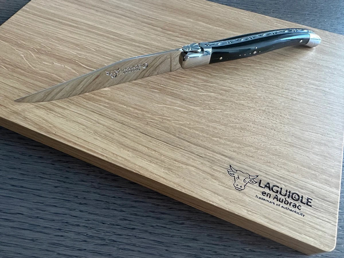Laguiole en Aubrac Handcrafted Plated 6-Piece Steak Knife Set with Buffalo Horn Handles Laguiole en Aubrac