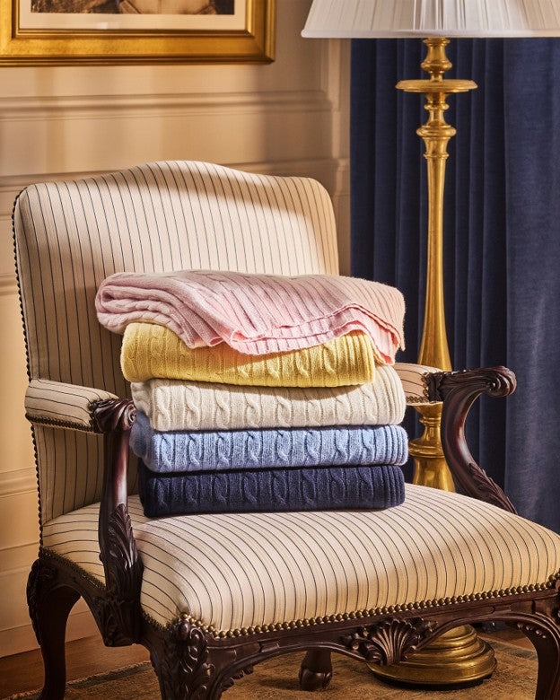 The Iconic Cable Cashmere Throw Blanket