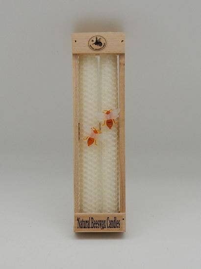 Natural Beeswax Taper Candles 10'' : White Green Pastures Wholesale