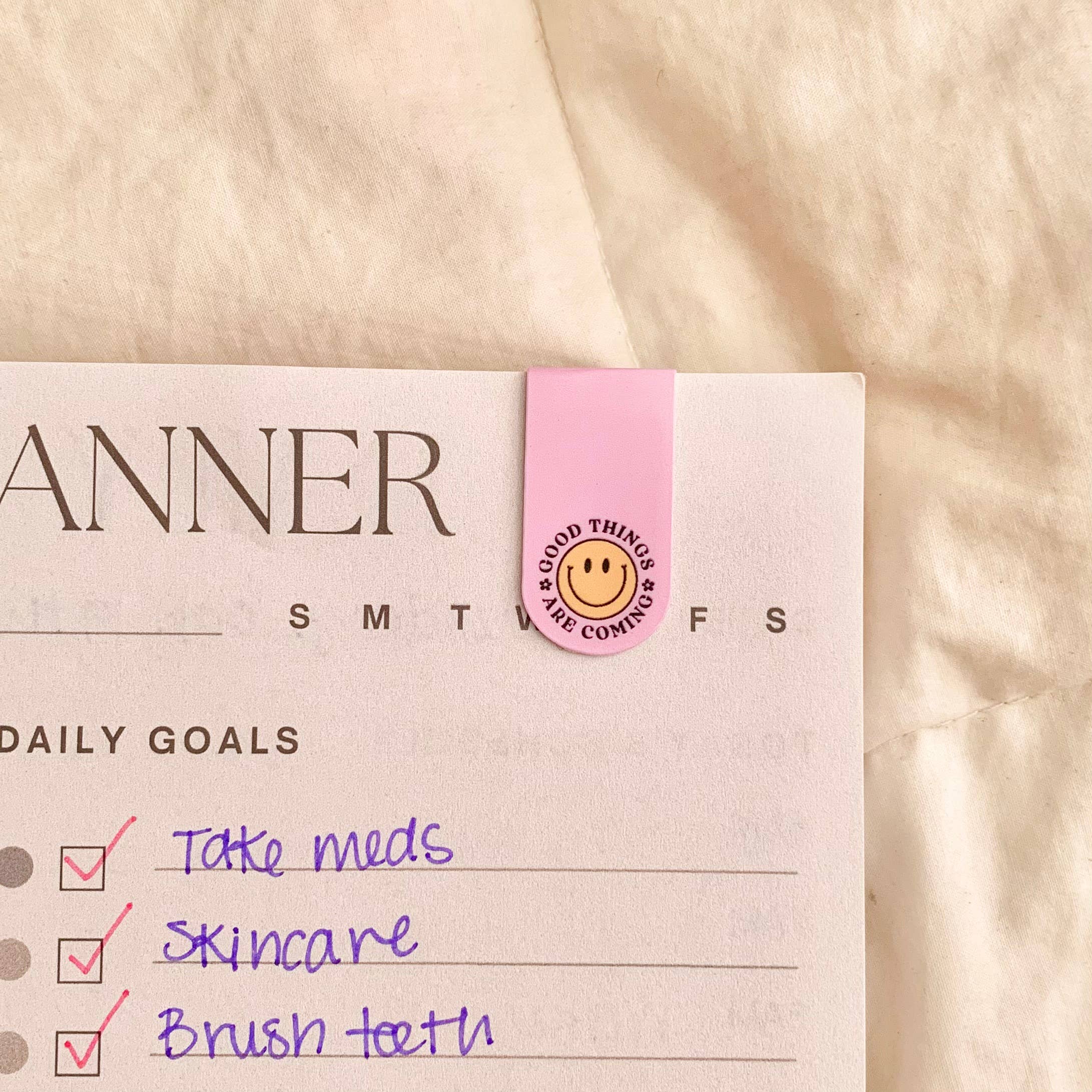 Smile Magnetic Bookmarks - Trendy Book & Planner Accessories: White Happyish Brand