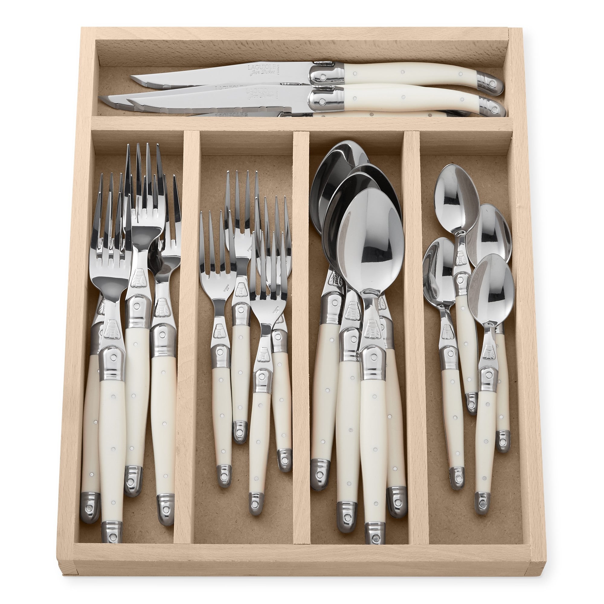 Jean Dubost 20 Pc Flatware Set with Ivory in a closed box- Certified Authentic The French Farm