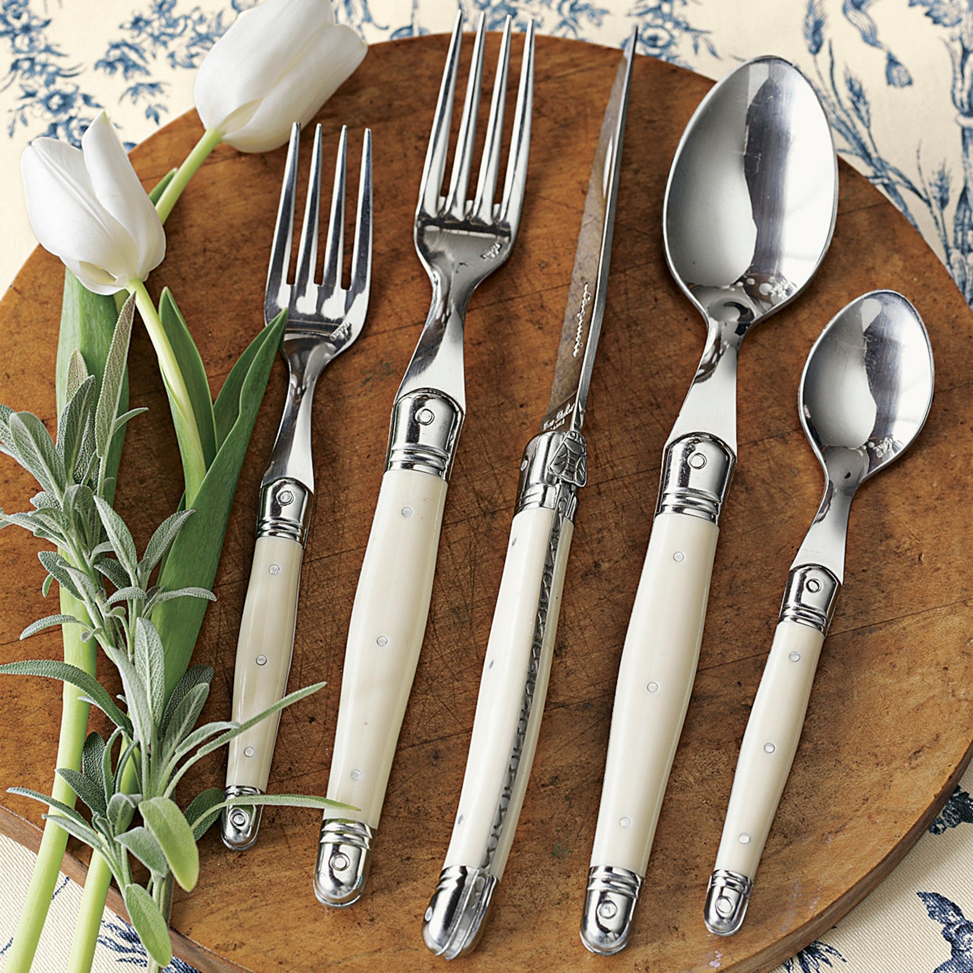 Jean Dubost 20 Pc Flatware Set with Ivory in a closed box- Certified Authentic The French Farm