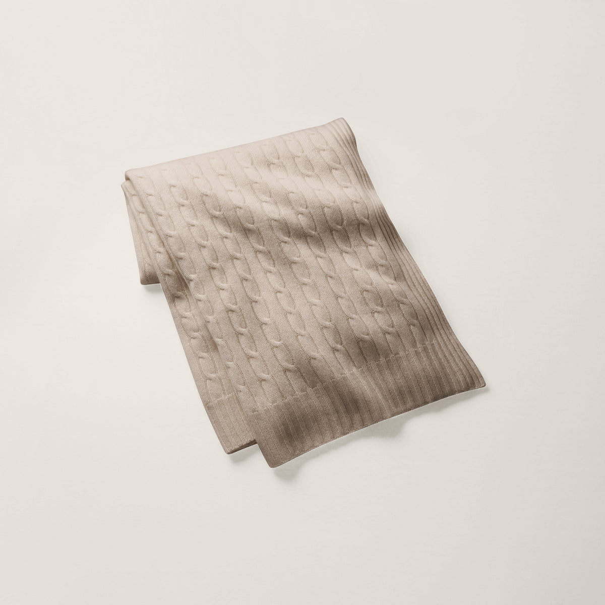 The Iconic Cable Cashmere Throw Blanket in Natural