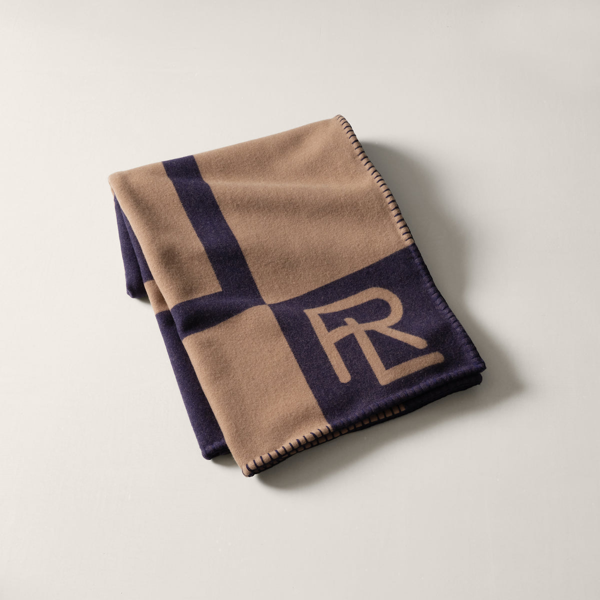 Northam Throw Blanket - Camel/Navy