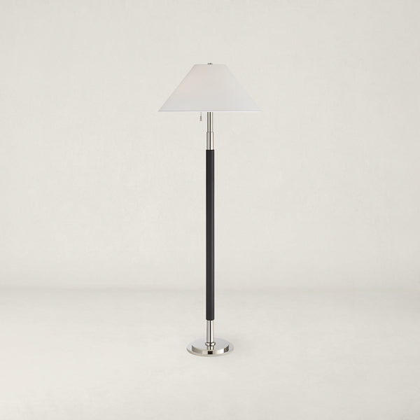 Garner Floor Lamp - Polished Nickel and Chocolate Leather