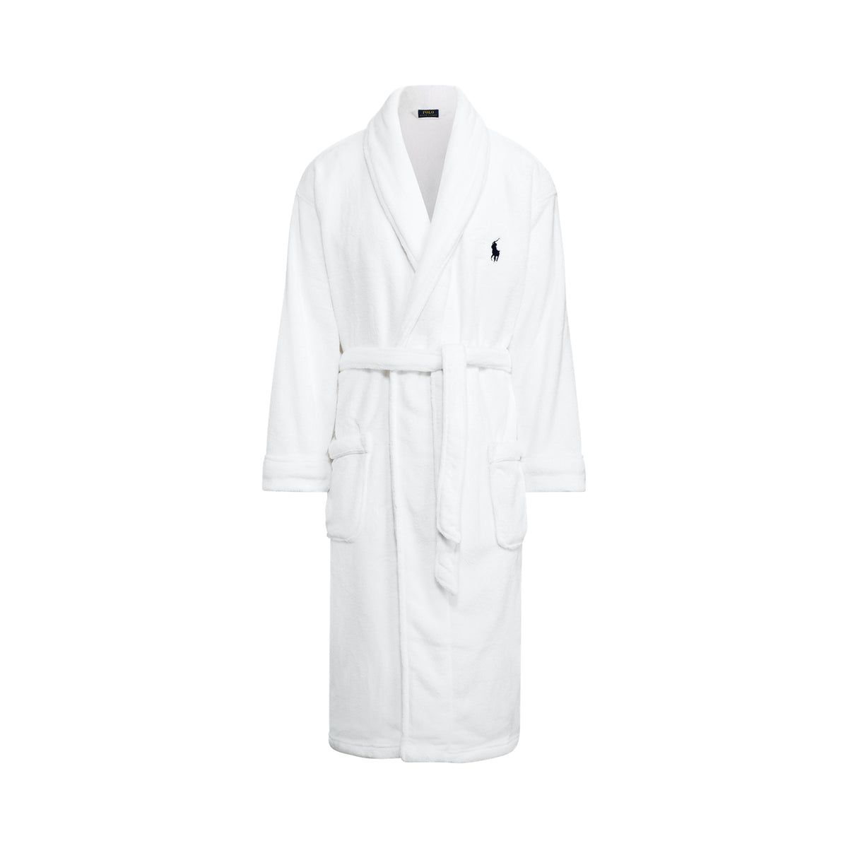 Big Pony Cotton Terry Robe - White/Cruise Navy