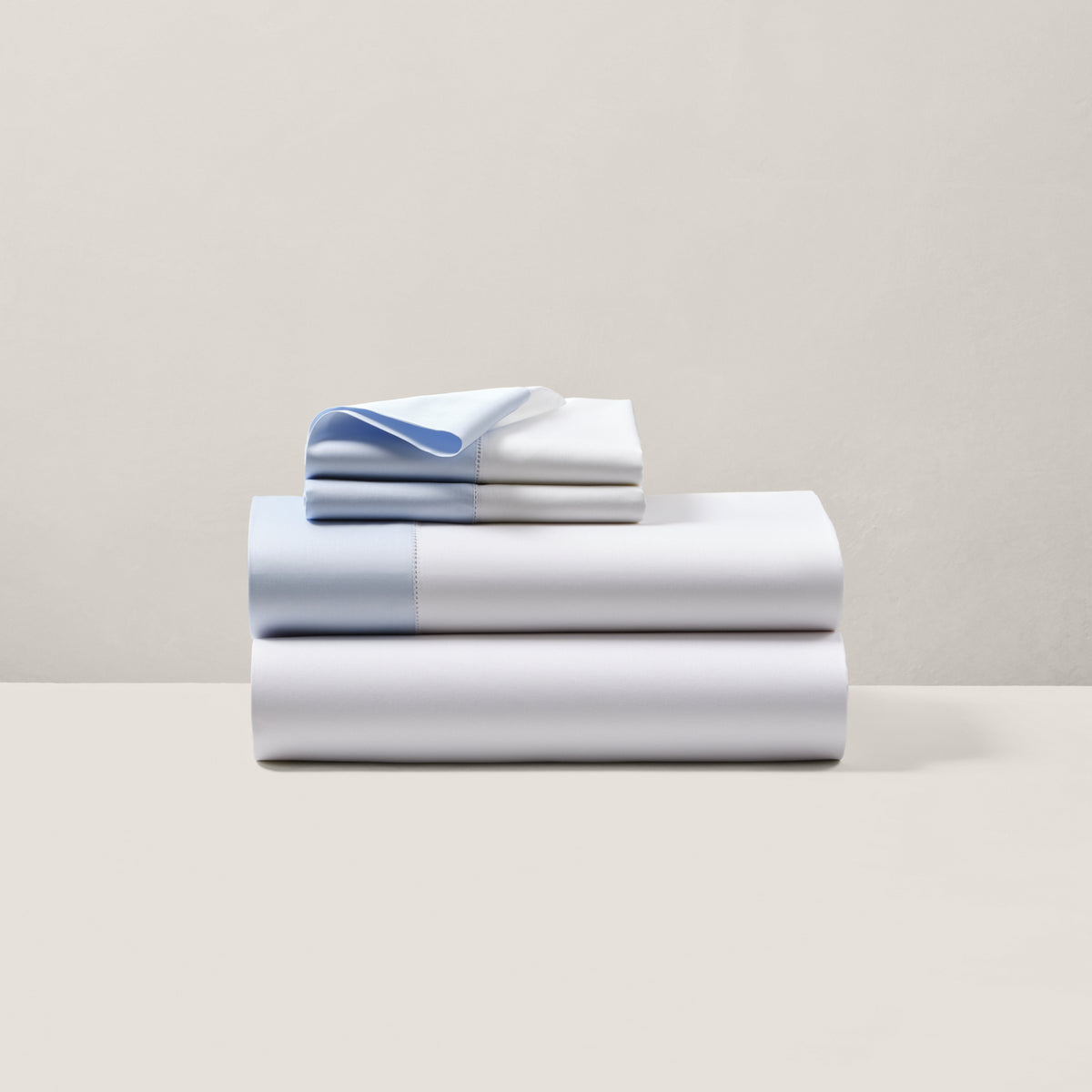 Organic Cotton Sateen Border Sheeting - Blue Hyacinth