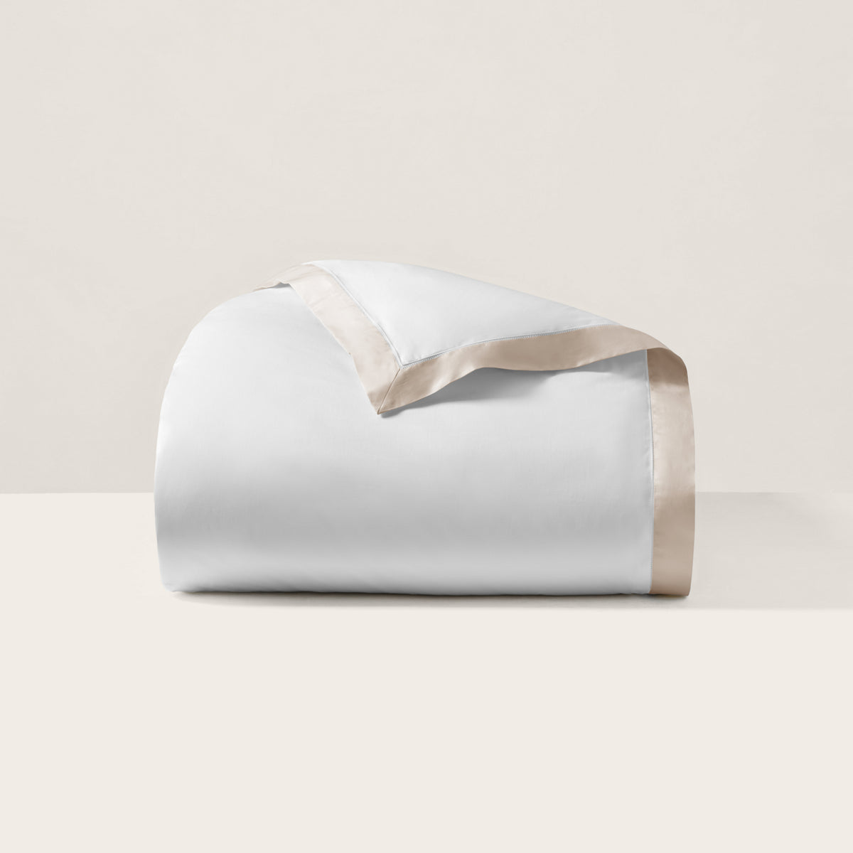 Organic Cotton Sateen Border Duvet Cover - Coastal Sand