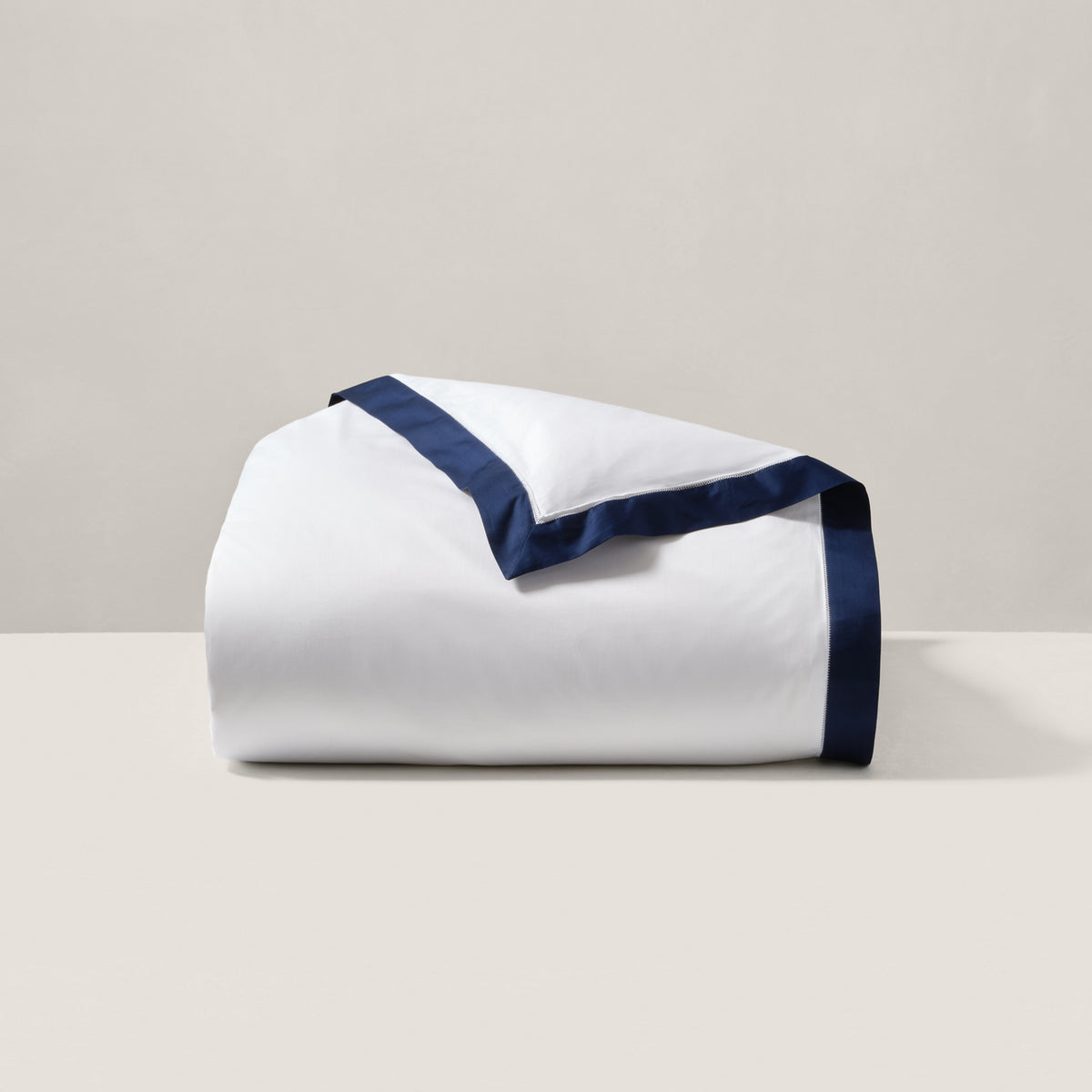 Organic Cotton Sateen Border Duvet Cover - Polo Navy