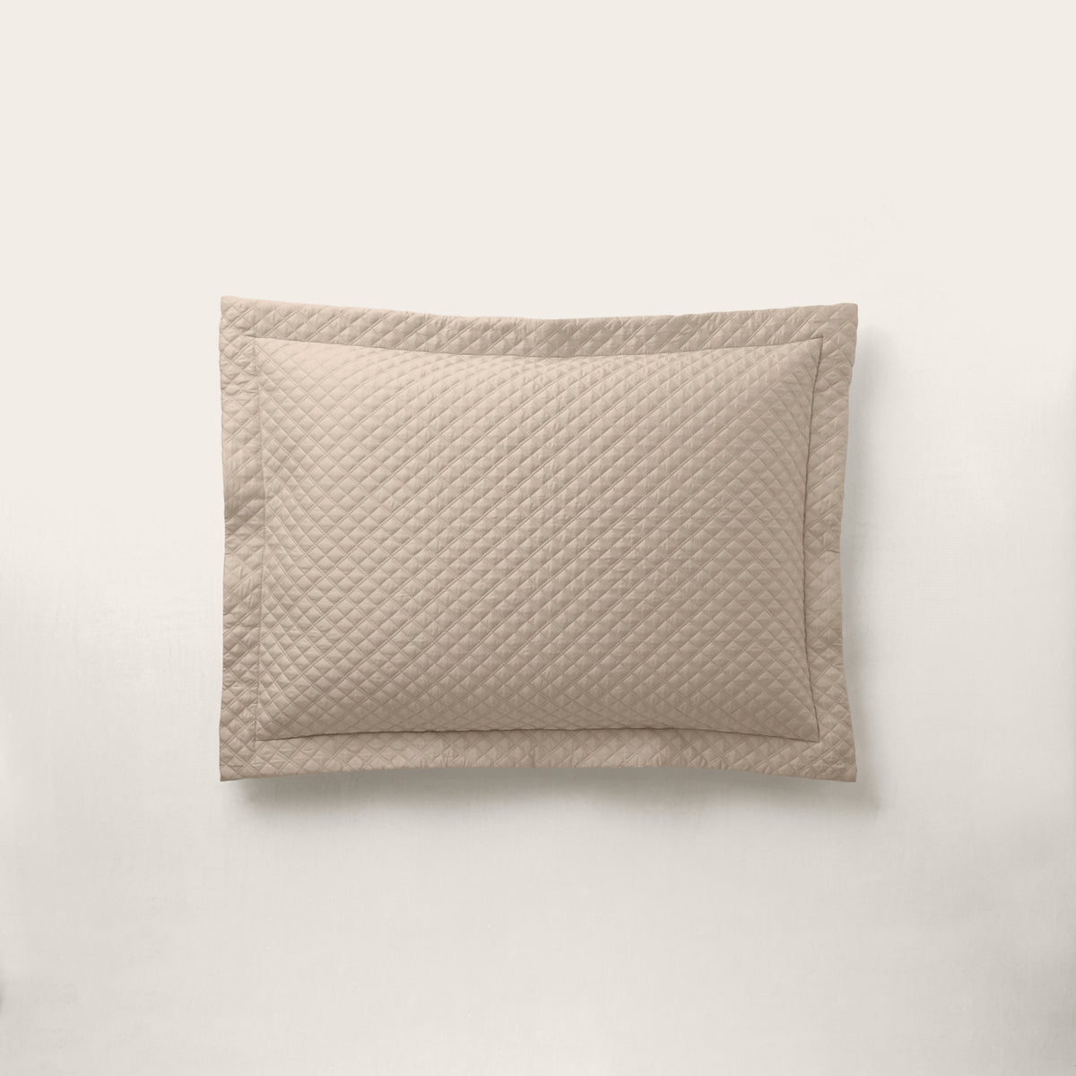 Argyle Quilted Sateen Sham - Coastal Sand