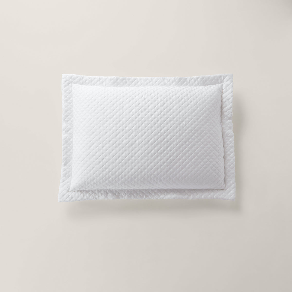 Argyle Quilted Sateen Sham - Studio White