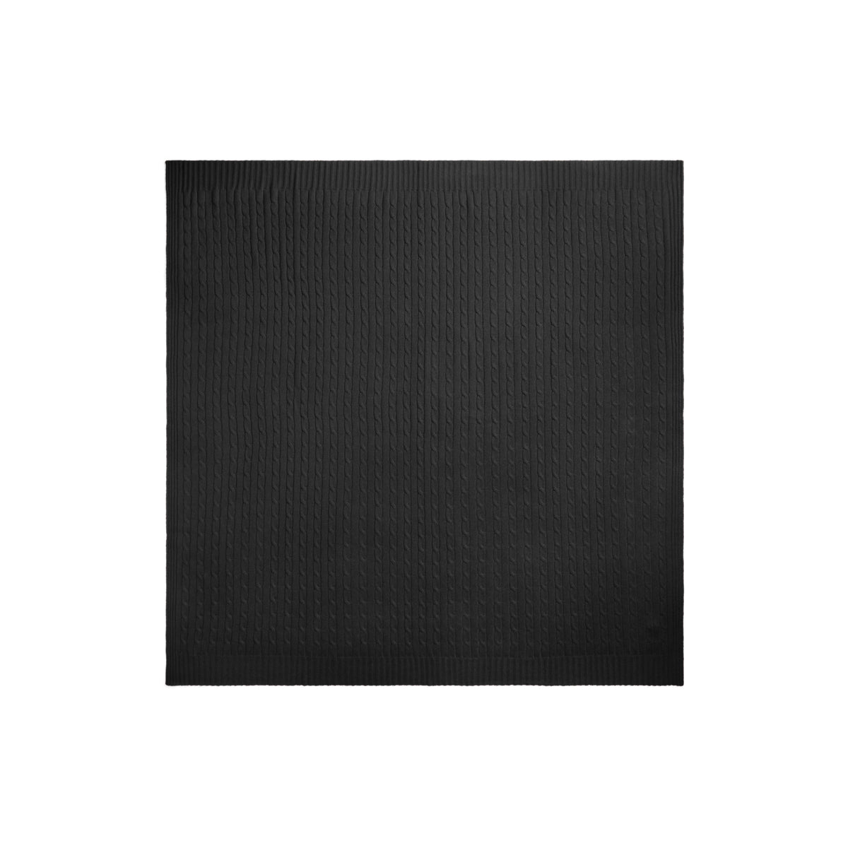 The Iconic Cable Cashmere Throw Blanket in Midnight Black