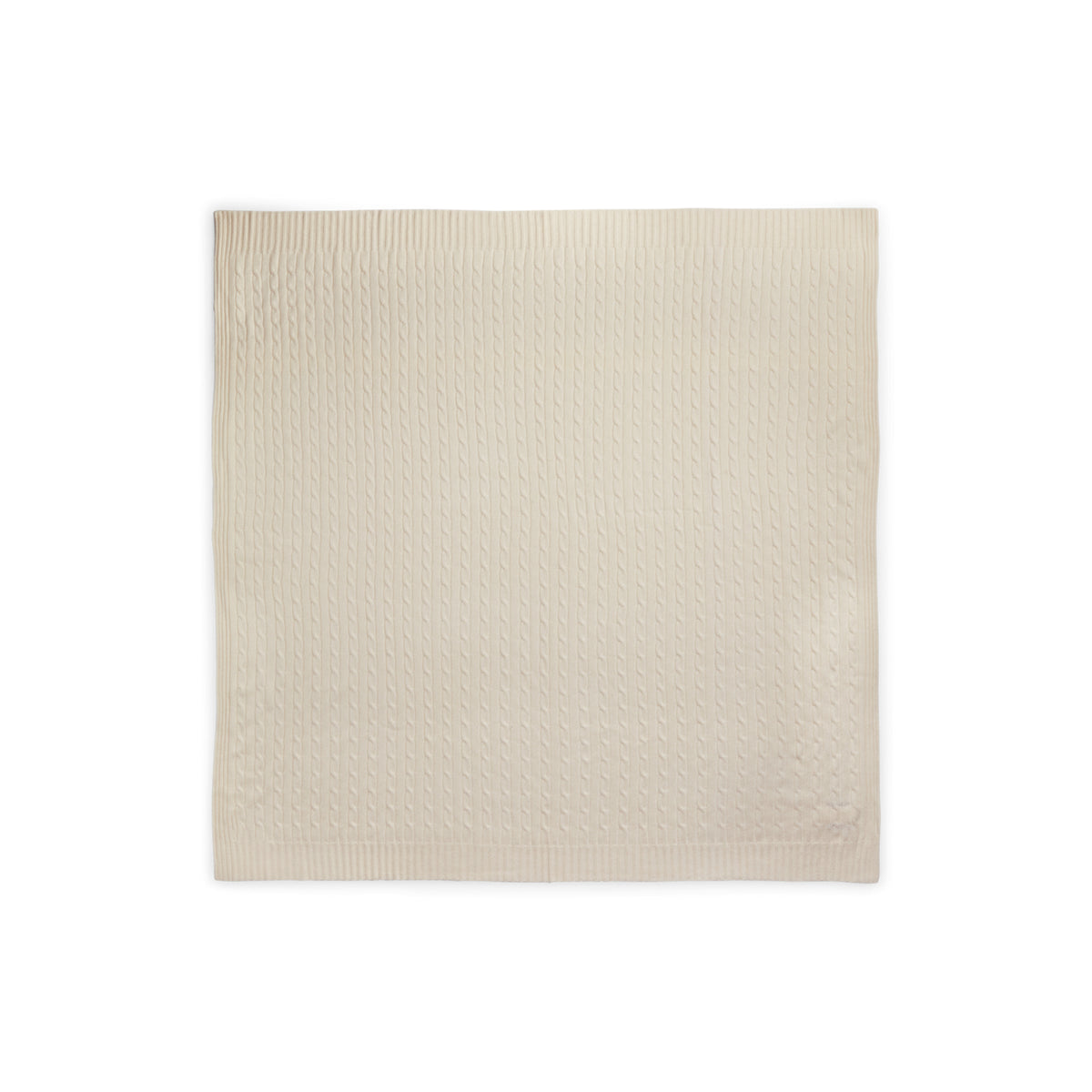 The Iconic Cable Cashmere Throw Blanket in Regatta Cream