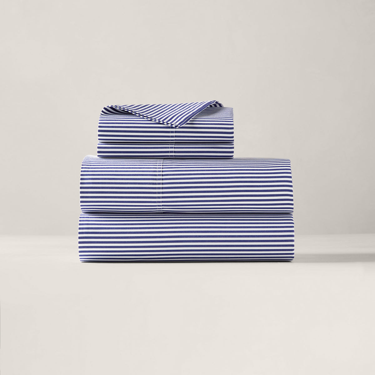 Organic Cotton Shirting Stripe Sheeting - Navy/White