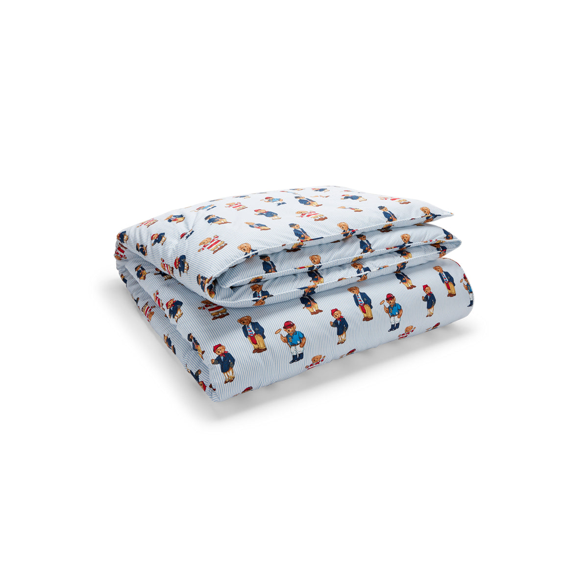Teddy Bear Stripe Comforter Set - Blue