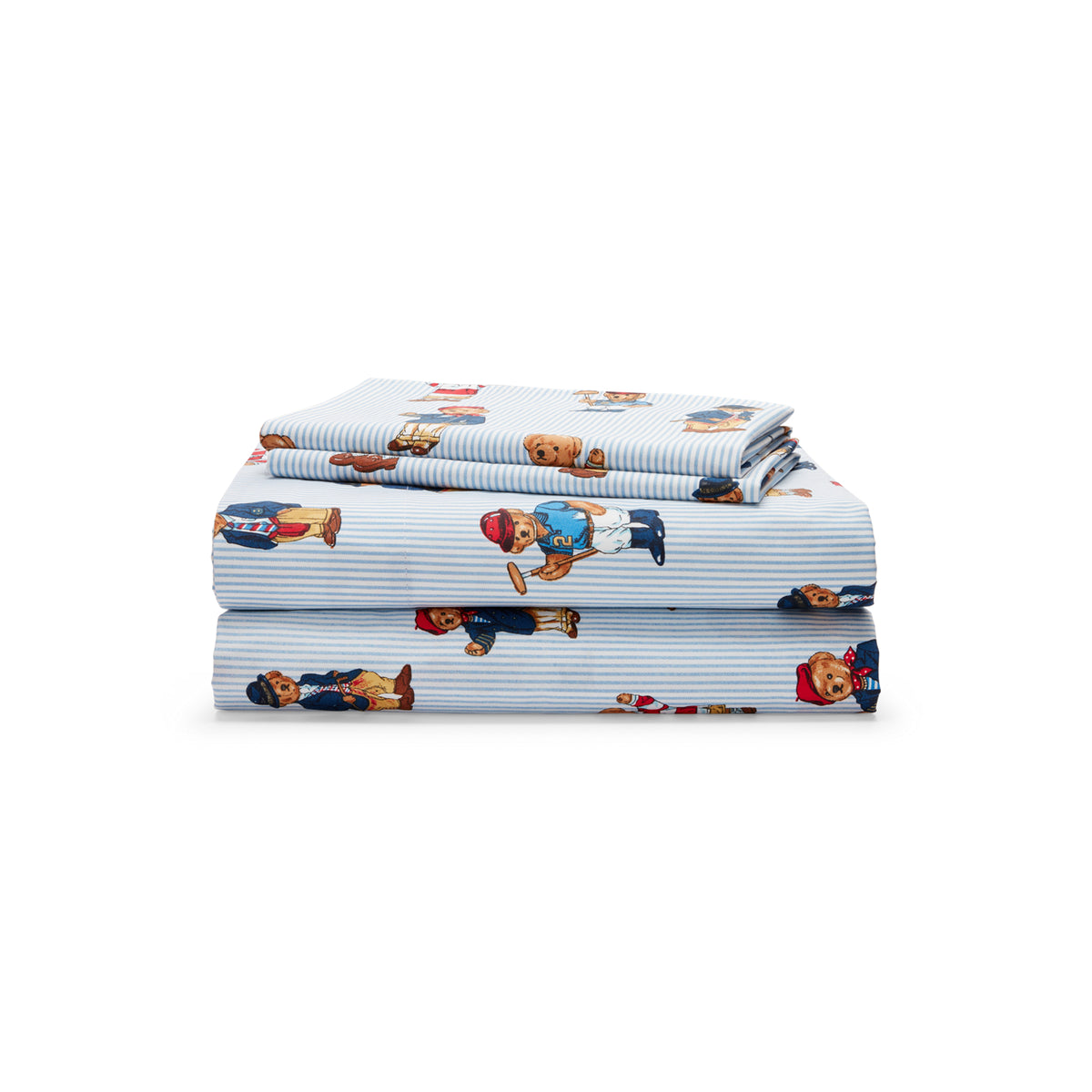 Teddy Bear Stripe Sheet Set - Blue