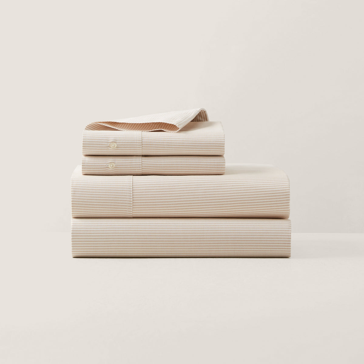Organic Cotton Oxford Stripe Sheeting - Tan