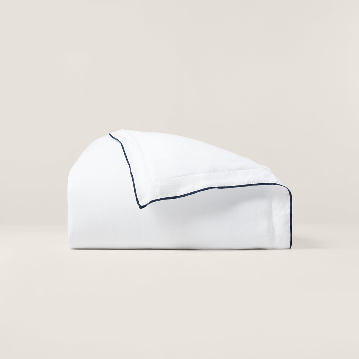 RL Linen Contrast Duvet Cover - White/Navy