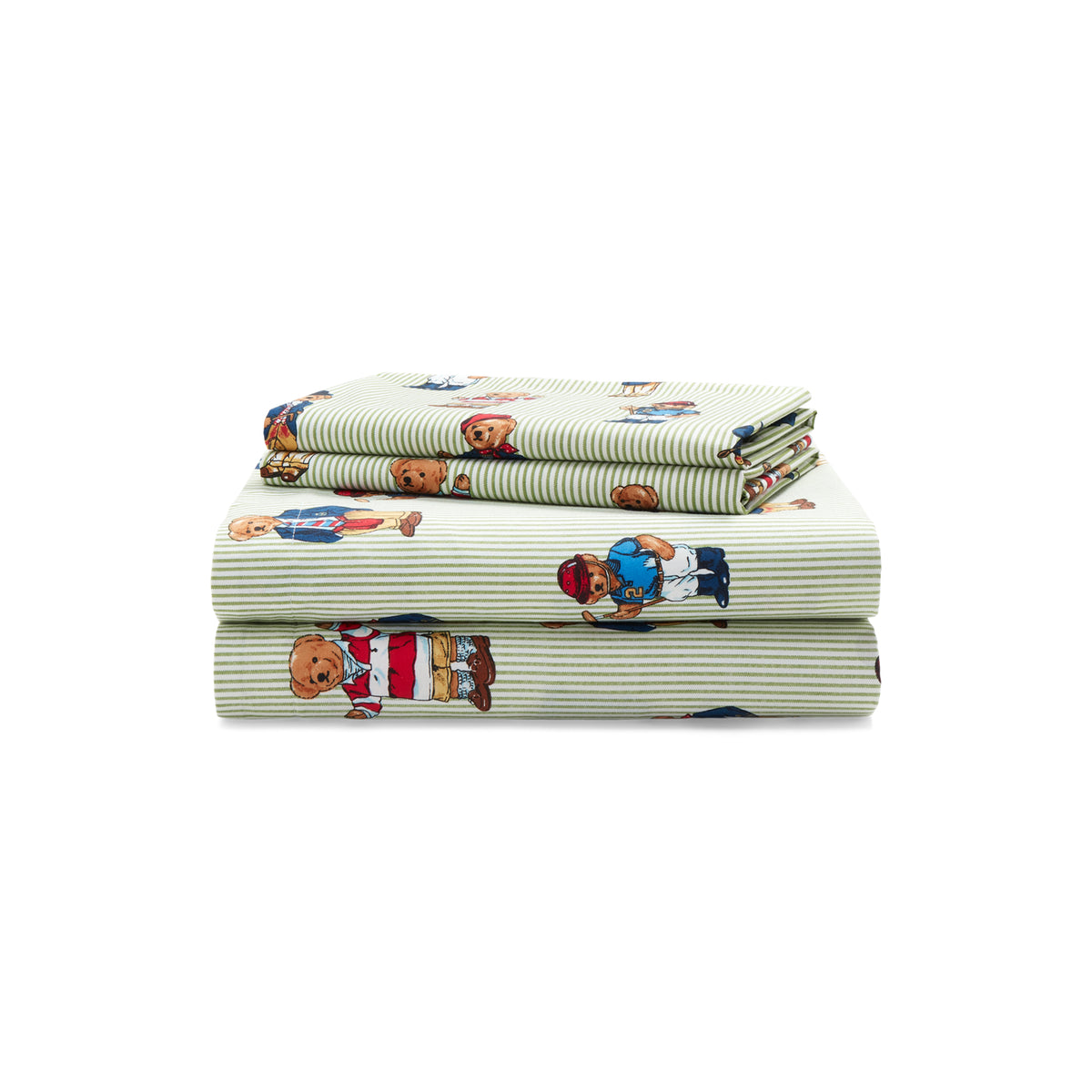 Teddy Bear Stripe Sheet Set - Green