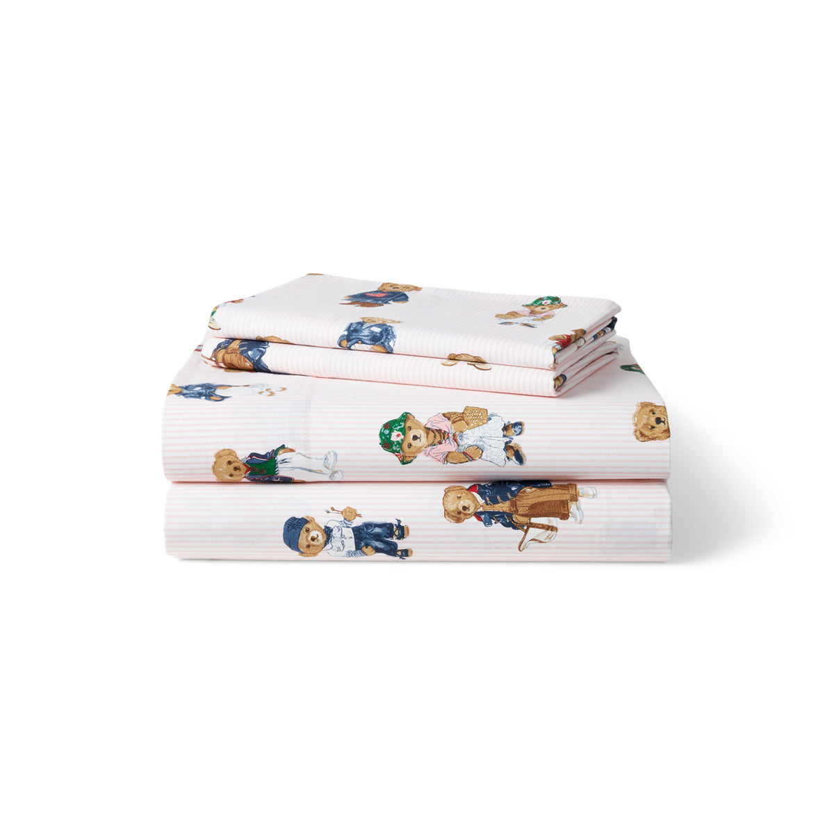Teddy Bear Stripe Sheet Set - Pink