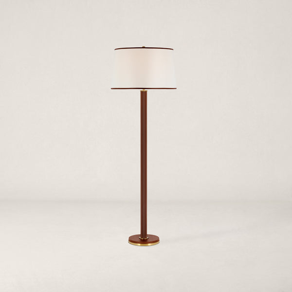 Riley Floor Lamp - Natural Brass and Saddle Leather