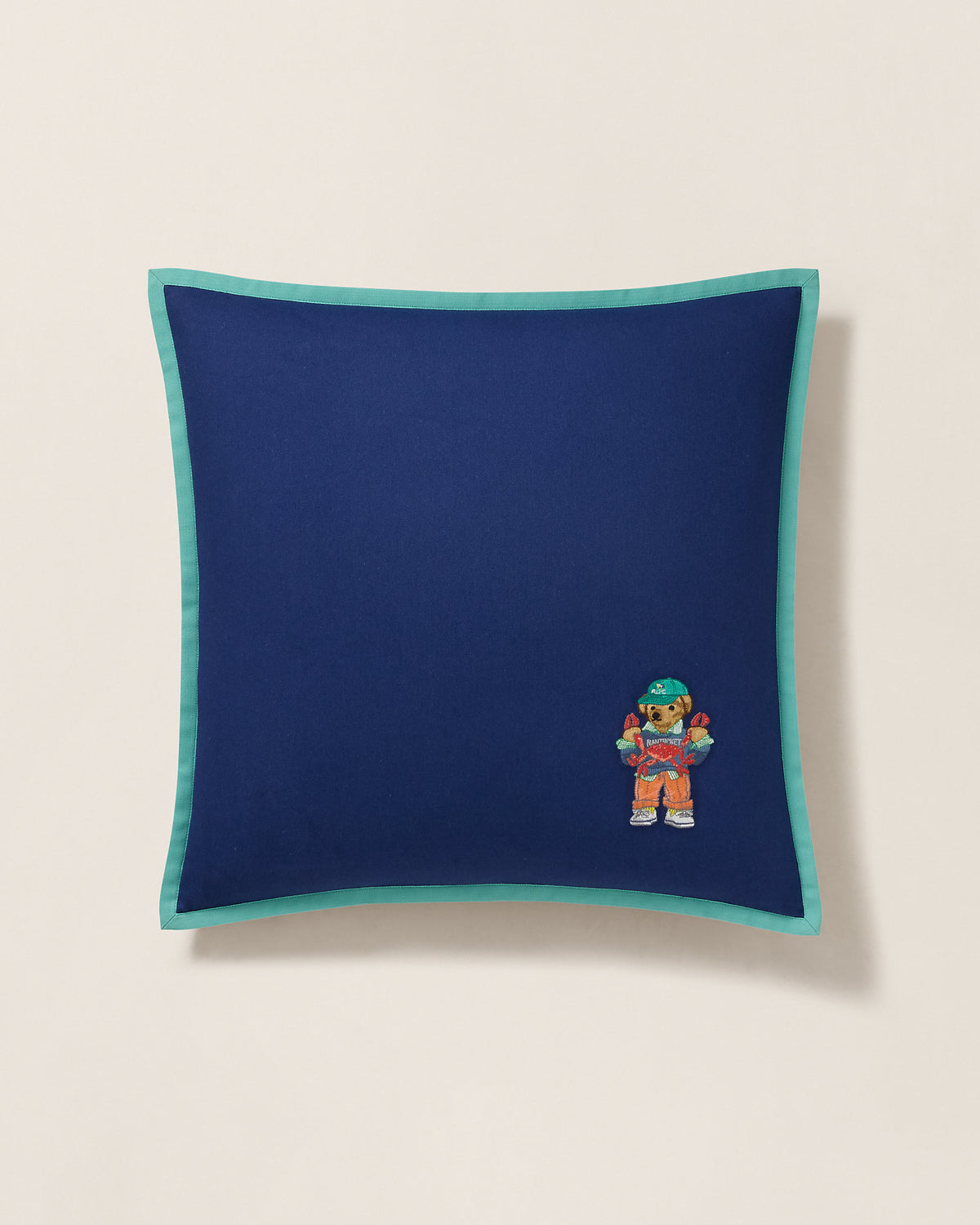 Seaside Polo Bear Throw Pillow