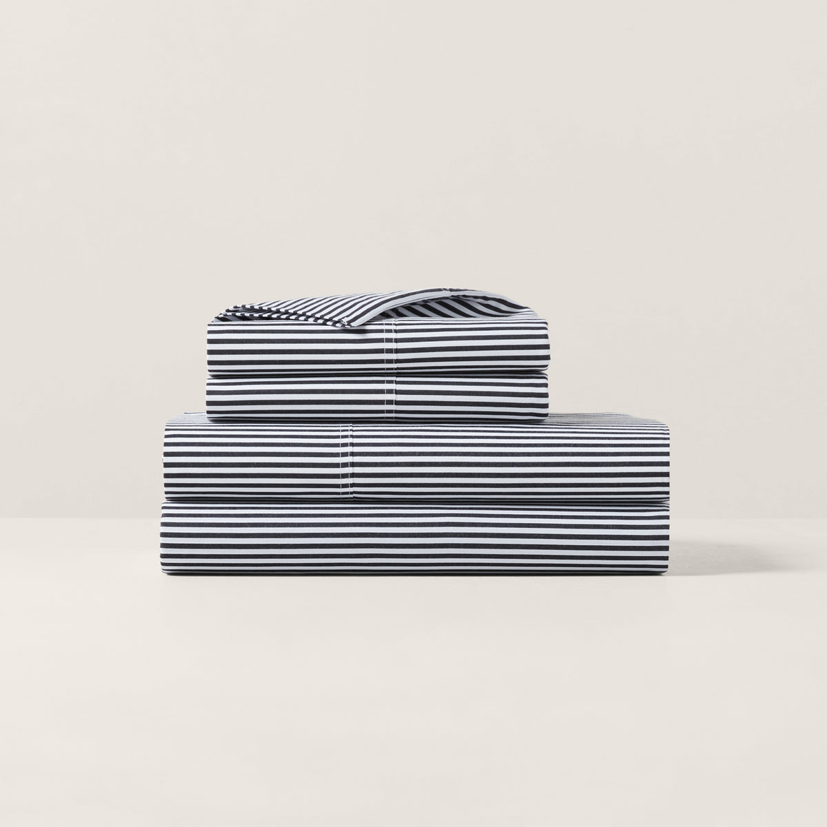 Organic Cotton Shirting Stripe Sheeting - Black/White