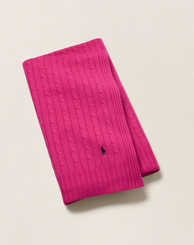 Pink Pony Cable Cashmere Throw Blanket