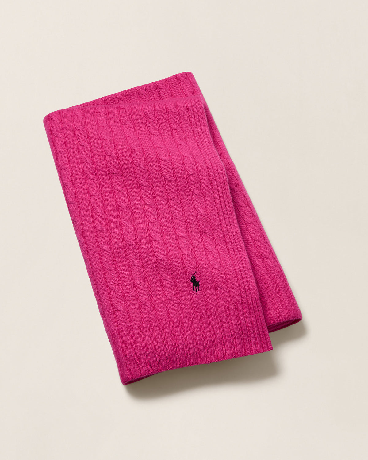 Pink Pony Cable Cashmere Throw Blanket
