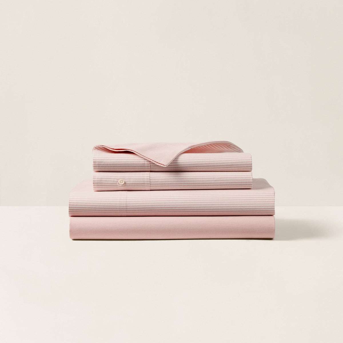 Organic Cotton Oxford Stripe Sheeting - Pink And White