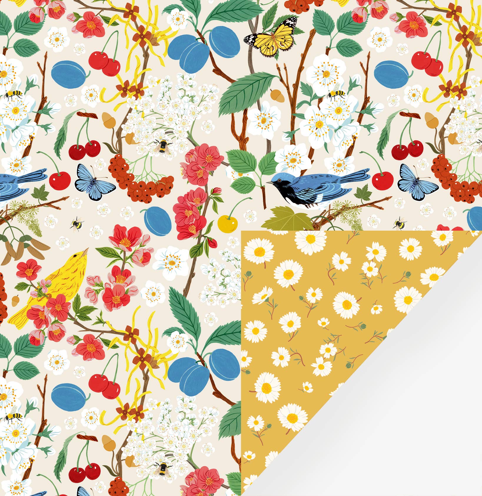 TREE CHATTER | Double Sided Wrapping Paper Single Sheets Botanica Paper Co.