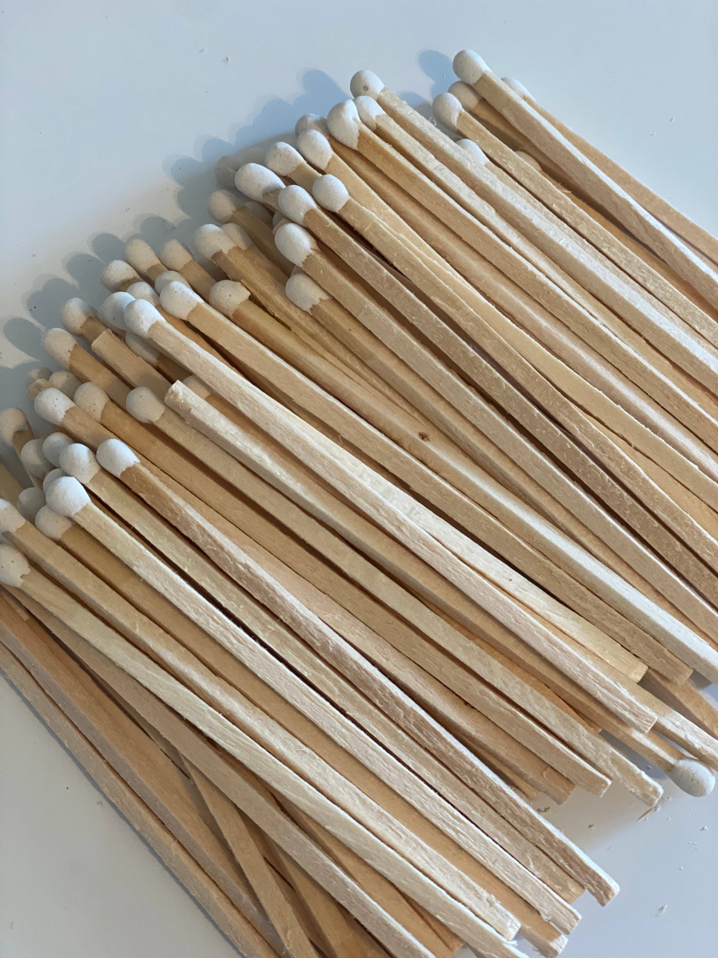 White Long Color Tip Matches Glass Corked Vial 25 CT Striker Candle Cabana