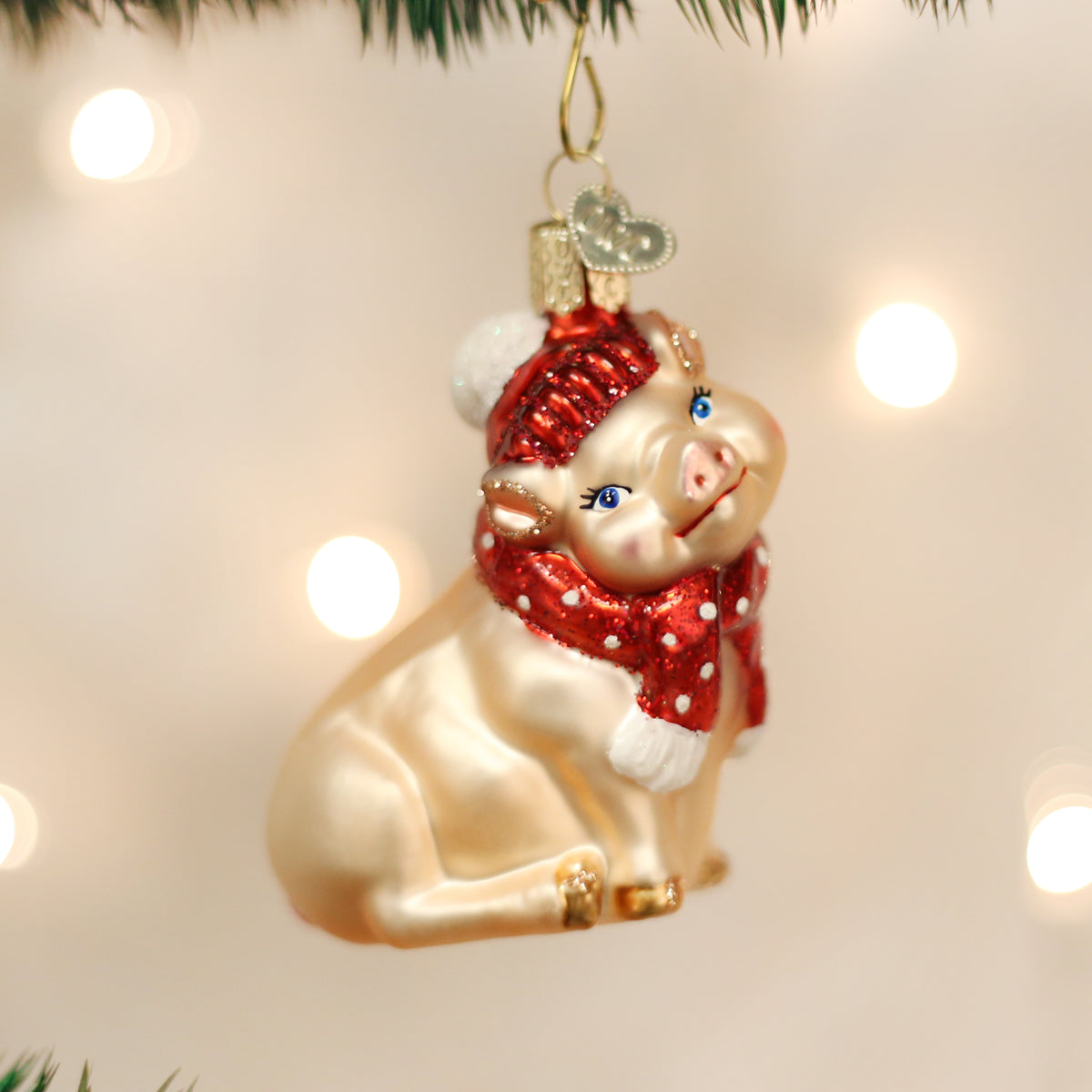 Snowy Pig Ornament Old World Christmas