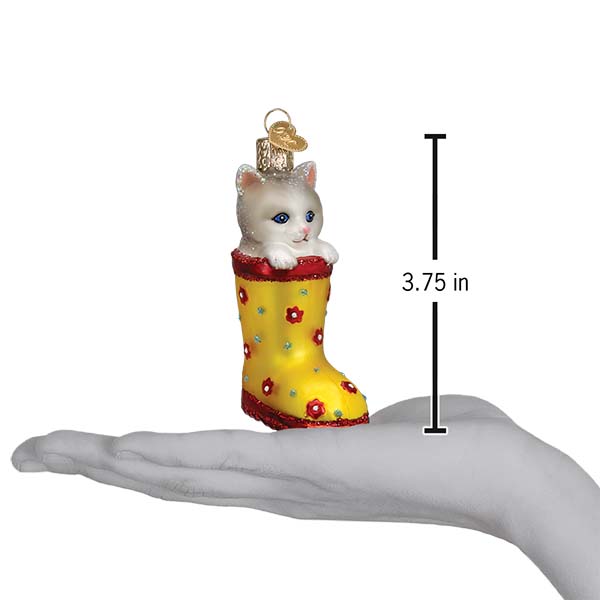 Kitten In Rain Boot Ornament Old World Christmas