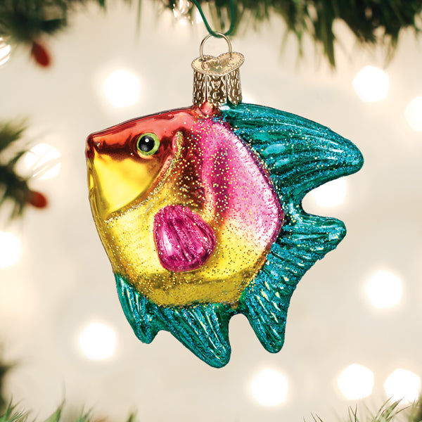 Pink/yellow Tropical Angelfish Ornament Old World Christmas