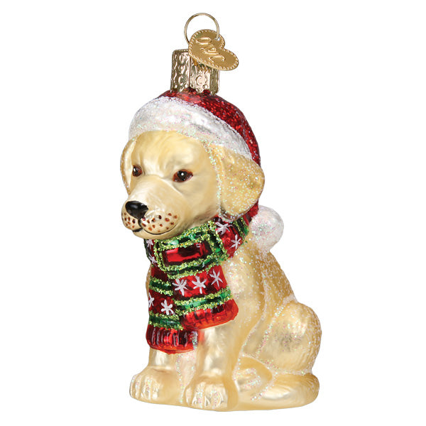 Holiday Yellow Labrador Puppy Ornament Old World Christmas