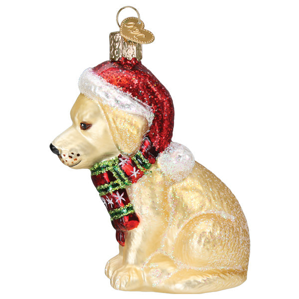 Holiday Yellow Labrador Puppy Ornament Old World Christmas
