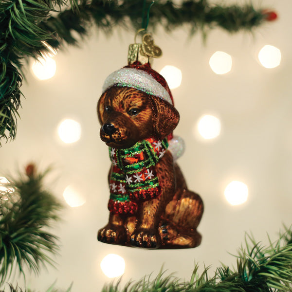 Holiday Chocolate Labrador Pup Ornament Old World Christmas