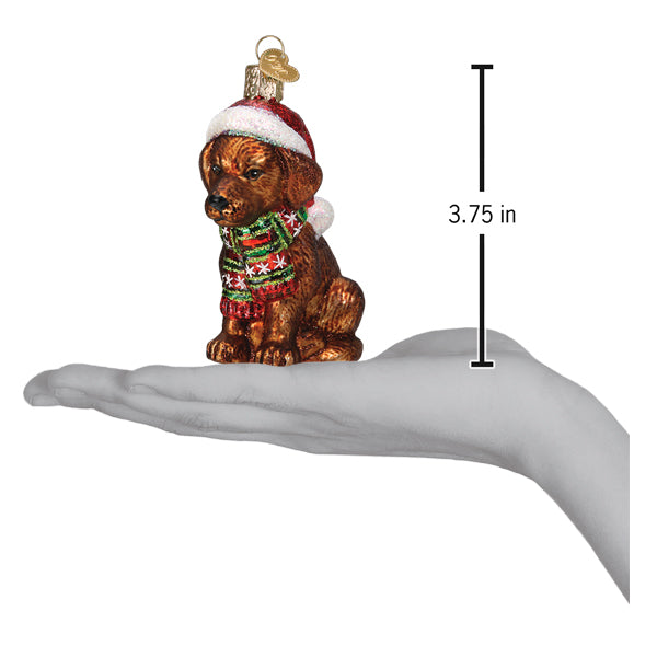 Holiday Chocolate Labrador Pup Ornament Old World Christmas