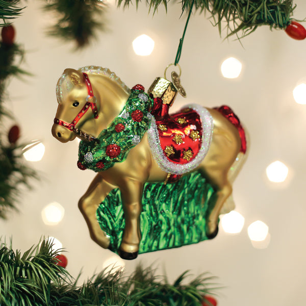 Horse With Wreath Ornament Old World Christmas