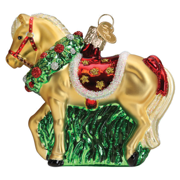 Horse With Wreath Ornament Old World Christmas